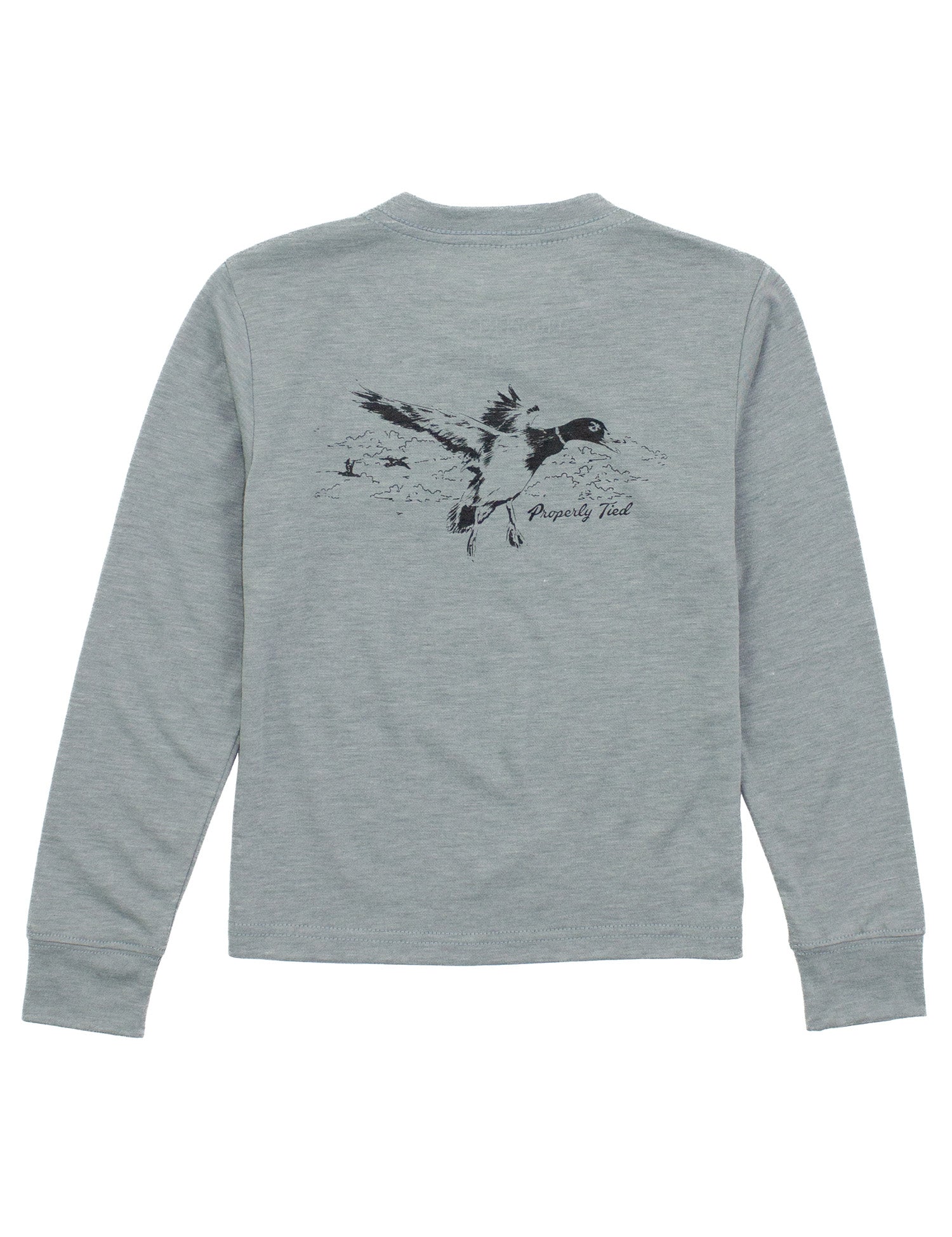 Boys Portland Pocket Tee LS Flying Mallard Moss Grey