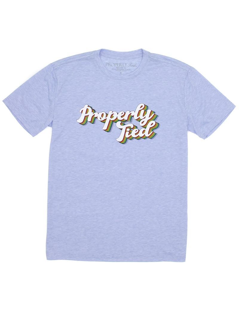 Boys Portland Tee SS Retro Script Baby Blue Heather