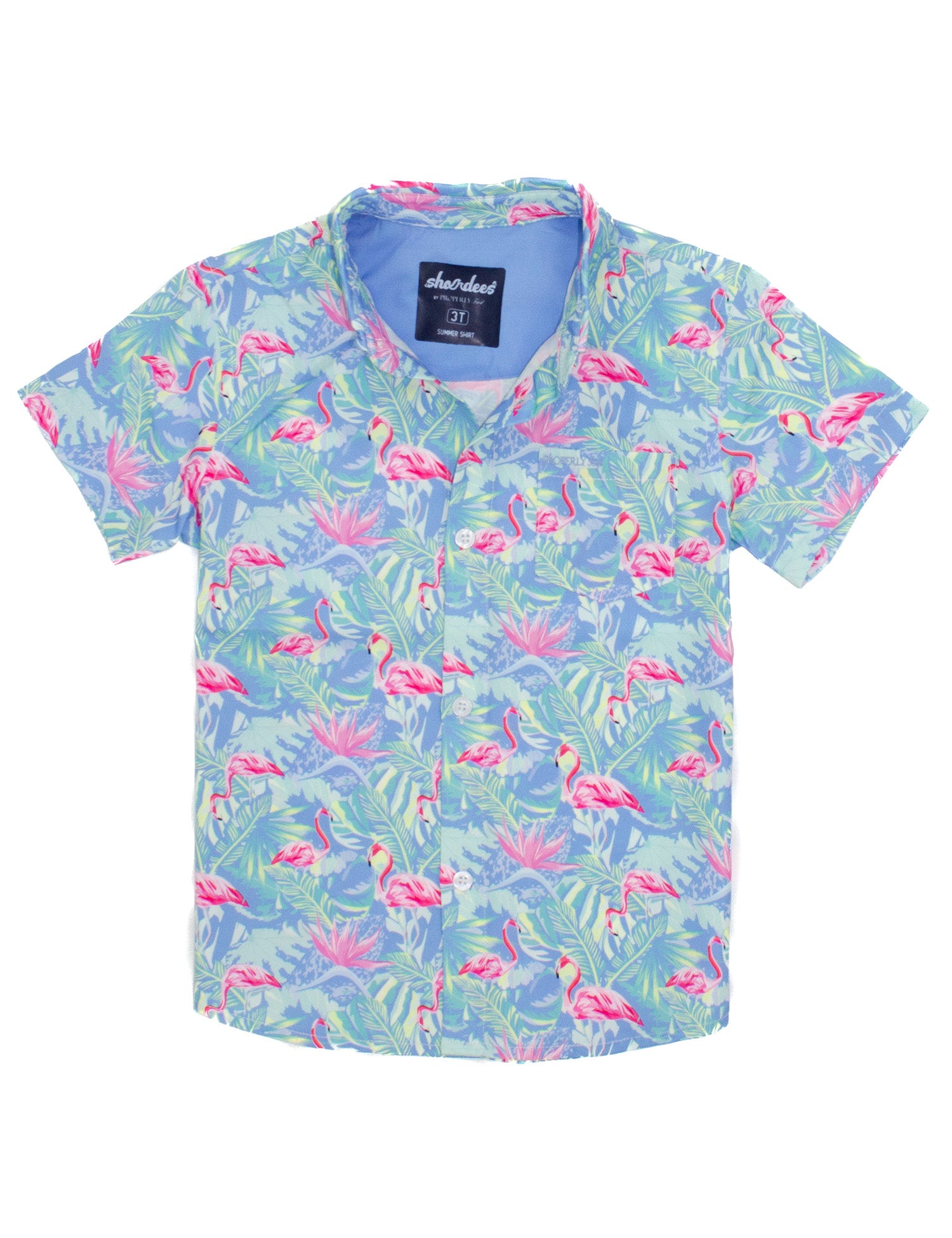 Boys Shordees Summer Shirt Floral Flamingo