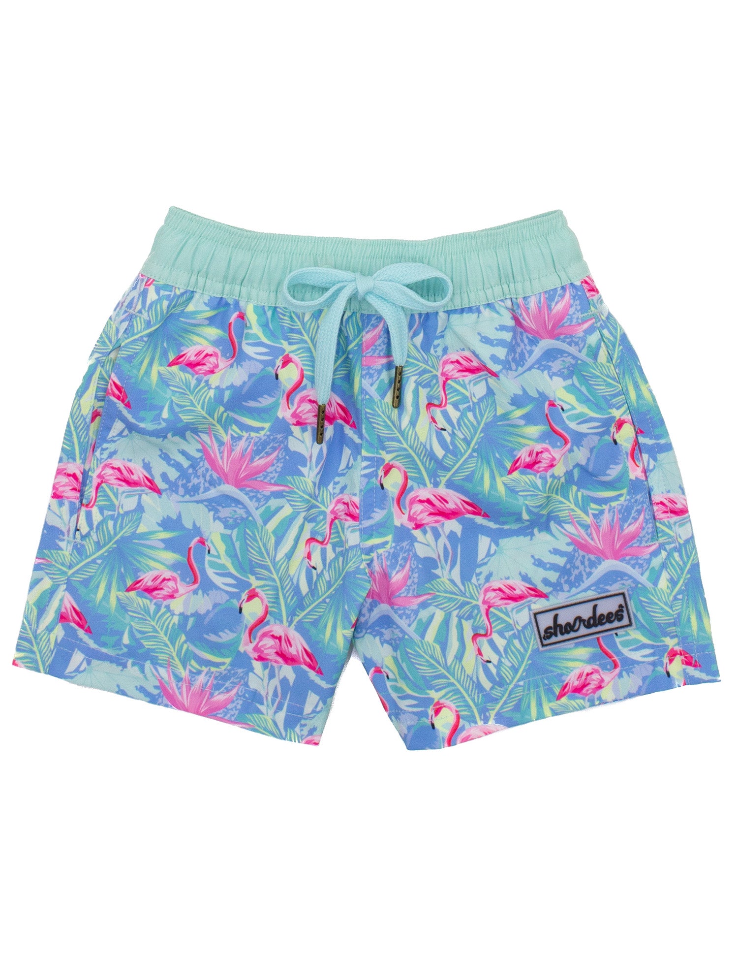 Boys Shordees Swim Trunk Floral Flamingo