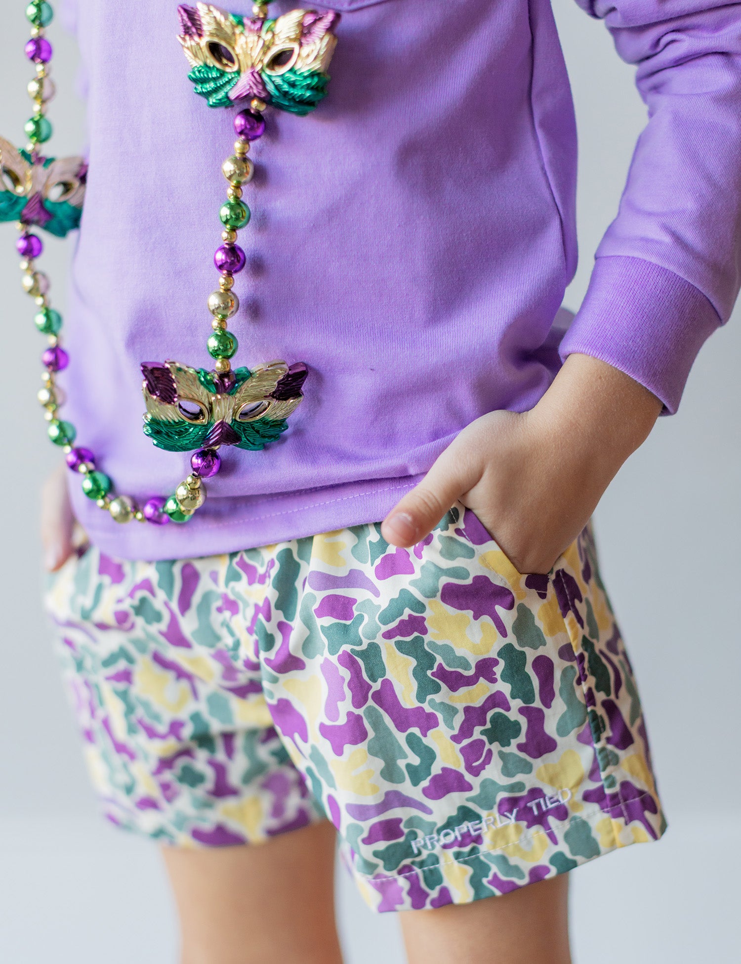 Boys Mallard Short Mardi Gras Camo