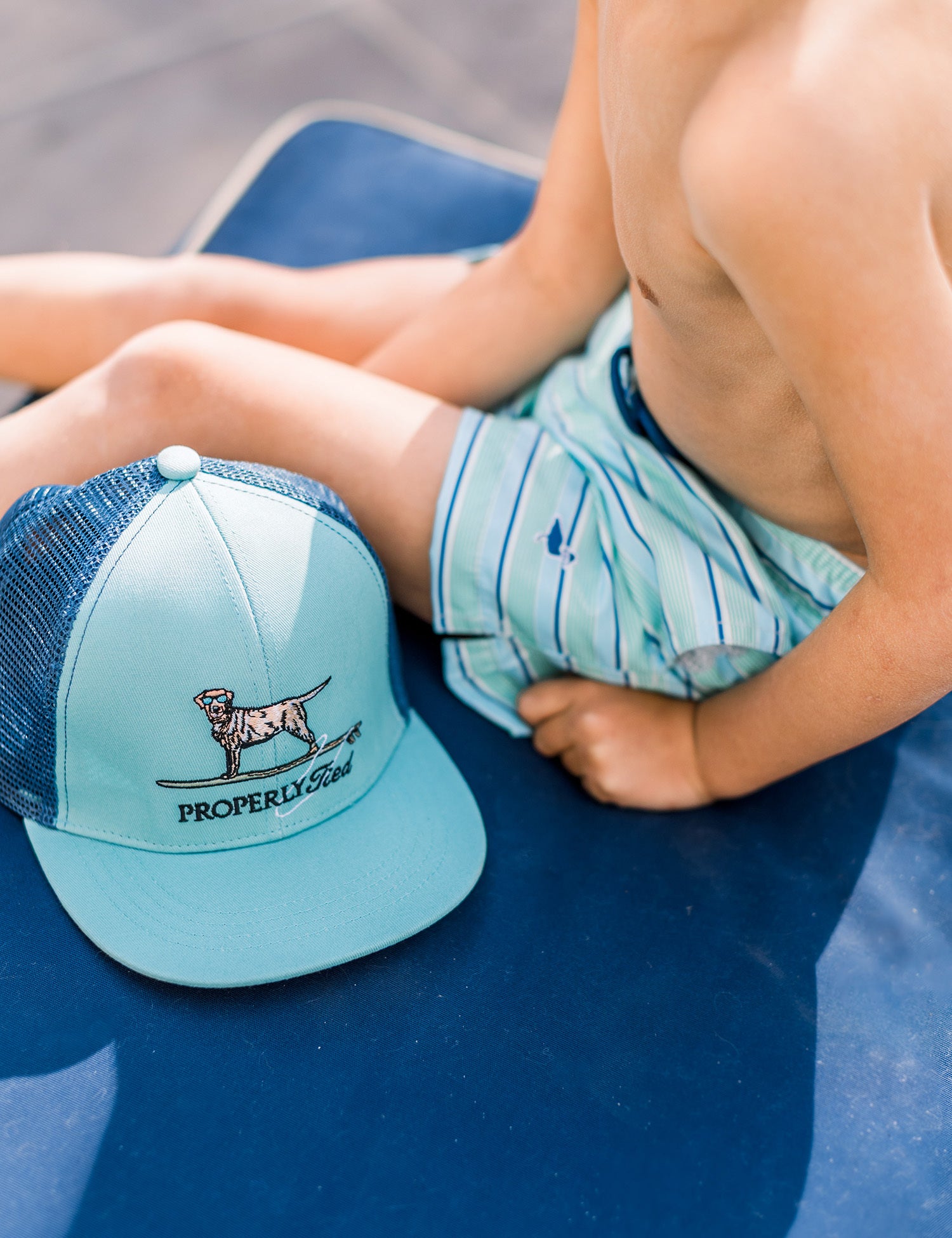 Boys Trucker Hat Surfing Dog