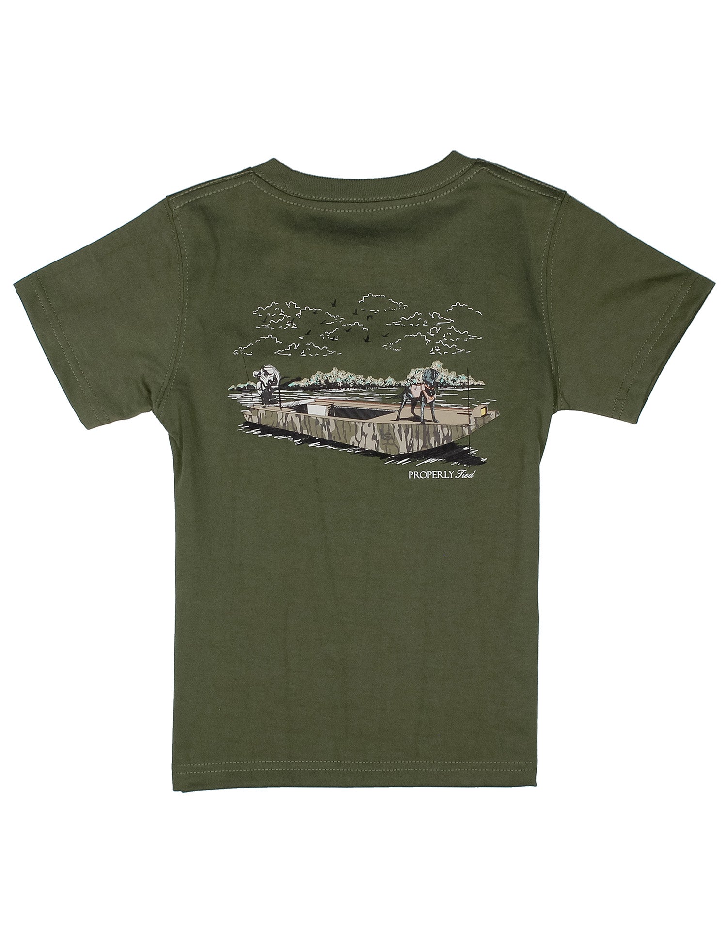 Boys Mossy Oak Boat Ride SS Olive