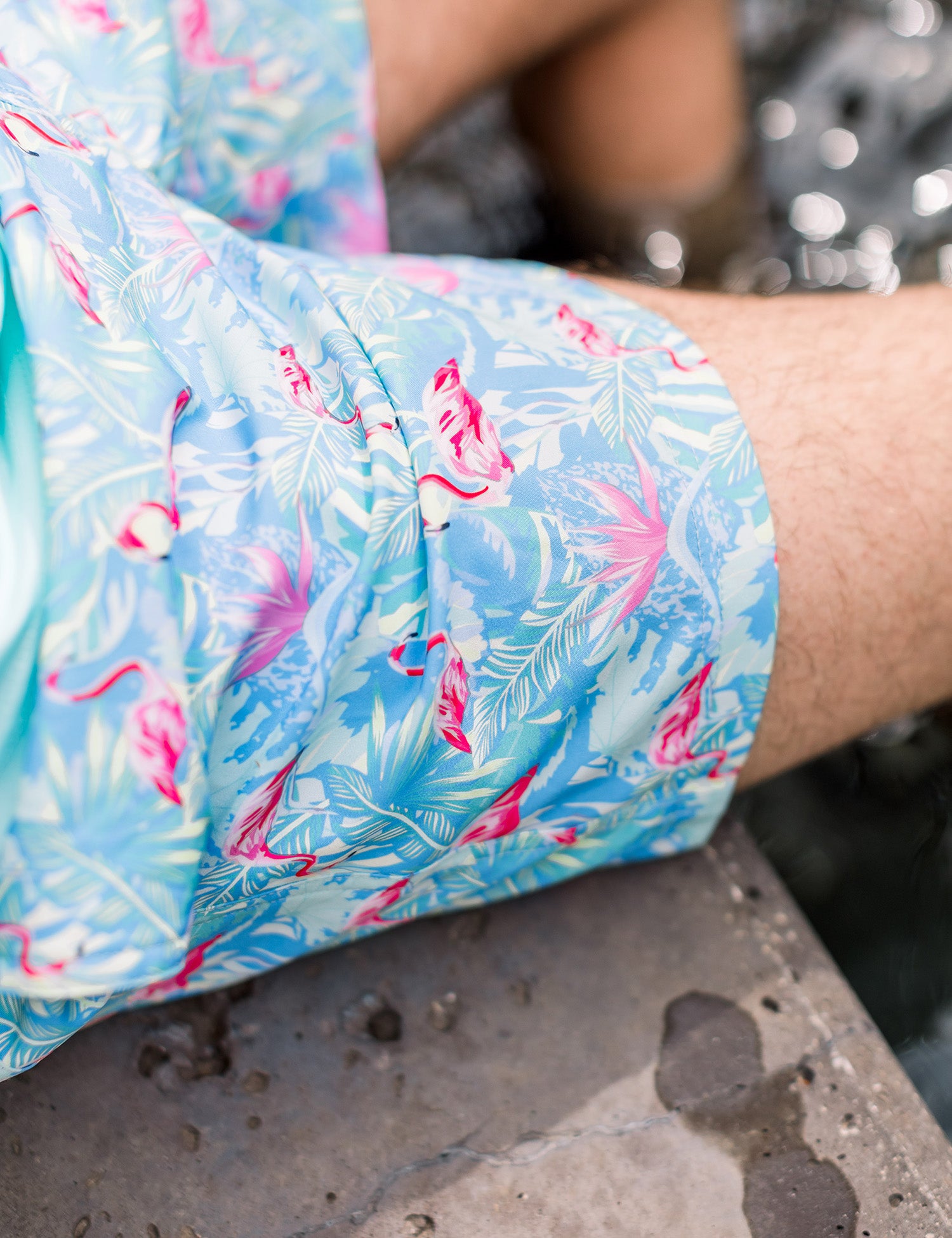 Shordees Swim Trunk Floral Flamingo