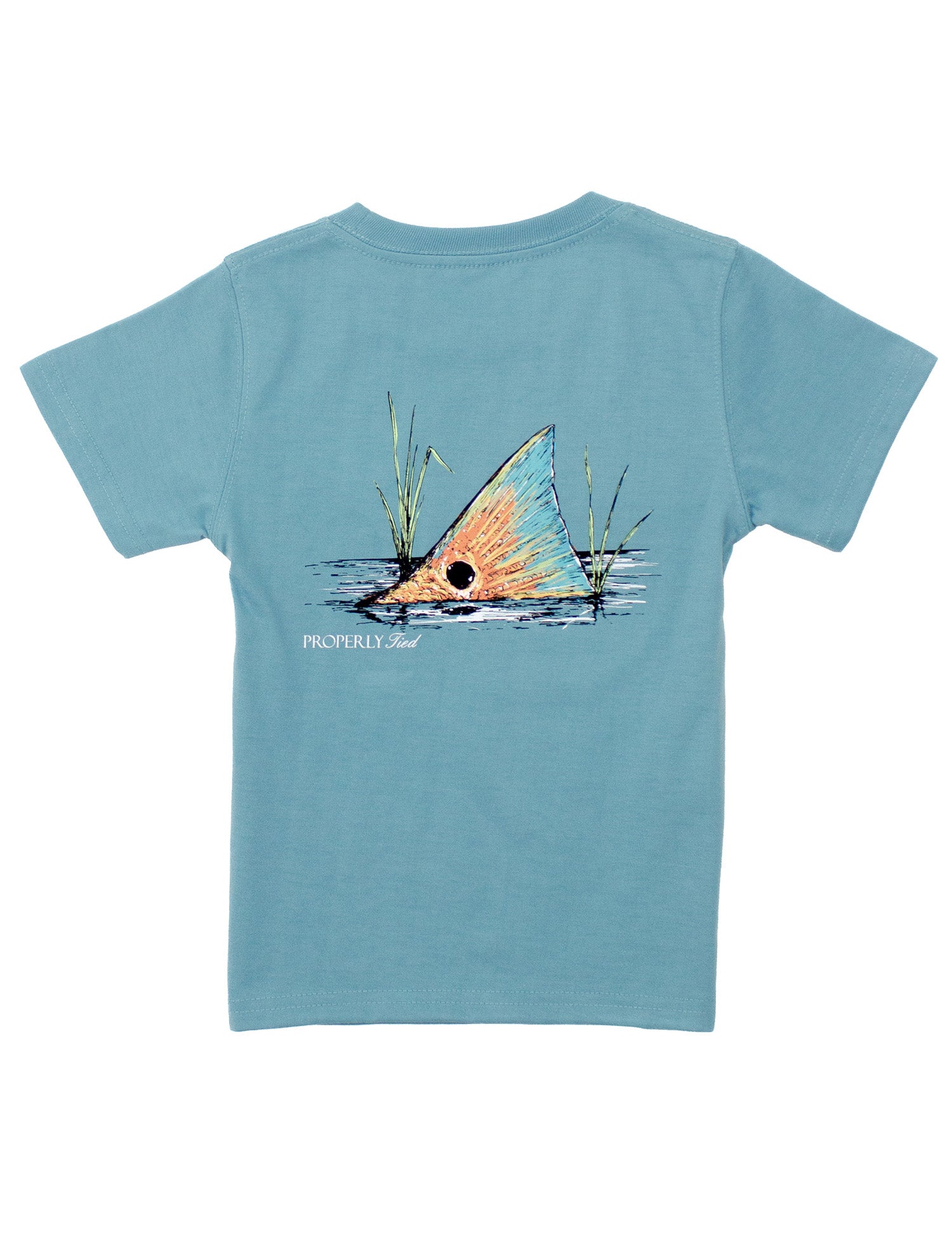 Boys Redfish Tail SS Coastal Sky