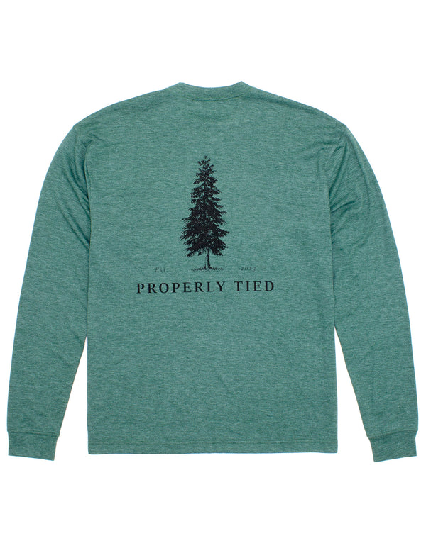 Portland Pocket Tee LS Pine Logo Hunter Heather